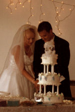 Joe and Angie cut their cake