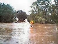 flooded bridge at Chester